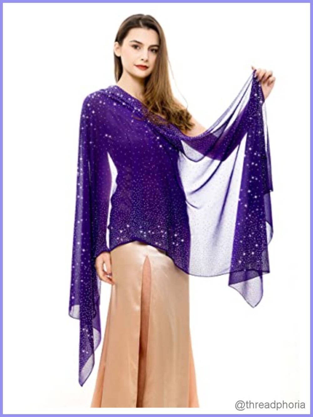 Rhinestone Chiffon Pashmina Shawl Wrap for Evening Dress Wedding Bridal Sparkly